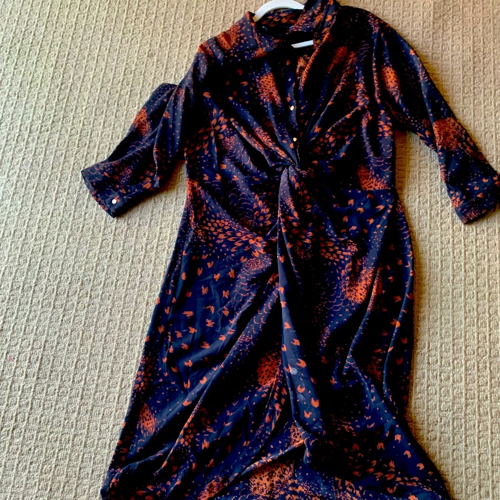 City Chic Ruche dress black/ brown print